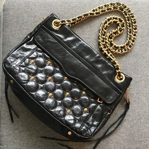 Rebecca Minkoff Black Gold Swing Bag Studded Chain